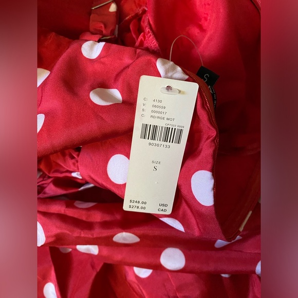 ANTHROPOLOGIE Atsu Sally Bow Midi Dress size S new with tag red polka dots - Picture 3 of 4